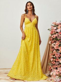 Style FSWD0395 Faeriesty Yellow Size 0 Tall Height Spaghetti Strap Polyester Straight Dress on Queenly