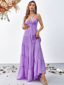 Style FSWD0875 Faeriesty Purple Size 0 Spaghetti Strap Tall Height Polyester A-line Dress on Queenly
