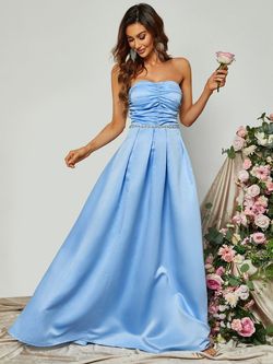 Style FSWD0631 Faeriesty Blue Size 4 Satin Silk Floor Length A-line Dress on Queenly