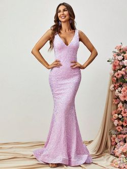 Style FSWD1331 Faeriesty Purple Size 0 Polyester Violet Sequined Mermaid Dress on Queenly