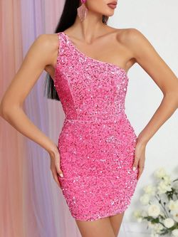 Style FSWD1073 Faeriesty Pink Size 12 Tall Height Sequined Fswd1073 Plus Size Cocktail Dress on Queenly
