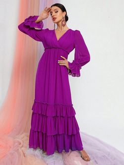 Style FSWD0848 Faeriesty Purple Size 0 Jersey Floor Length Straight Dress on Queenly