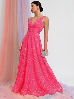 Style FSWD0448 Faeriesty Pink Size 12 Plunge Tall Height Floor Length Straight Dress on Queenly
