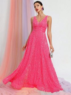 Style FSWD0448 Faeriesty Pink Size 16 Plunge Jersey Plus Size Tall Height Straight Dress on Queenly