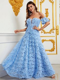 Style FSWD0832 Faeriesty Blue Size 4 A-line Black Tie Floor Length Straight Dress on Queenly