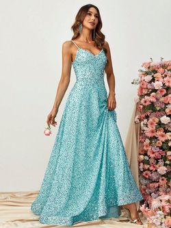 Style FSWD0853 Faeriesty Green Size 8 Spaghetti Strap Tall Height Floor Length A-line Dress on Queenly