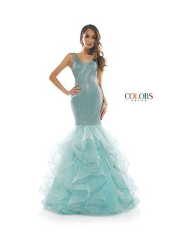 Style 2351 Colors Green Size 8 Floor Length Tall Height Turquoise Mermaid Dress on Queenly