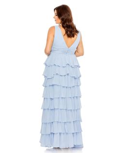 Style 68119 Mac Duggal Blue Size 16 Plus Size Tall Height Side slit Dress on Queenly