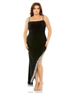 Style 76994 Mac Duggal Black Size 18 Tall Height Side slit Dress on Queenly