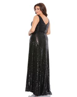Style 49295F Mac Duggal Black Tie Size 16 Side slit Dress on Queenly
