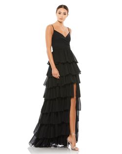 Style 55416I Mac Duggal Black Size 12 Plus Size Tall Height Side slit Dress on Queenly