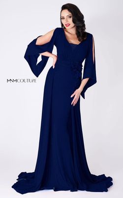 Style F4670 MNM Couture Blue Size 8 Floor Length Navy Straight Dress on Queenly