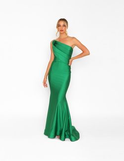 Style 7082 Nicole Bakti Green Size 10 Tall Height Pageant Mermaid Dress on Queenly
