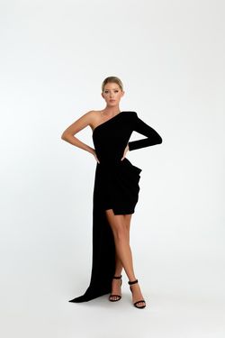 Style 686 Nicole Bakti Black Size 10 Tall Height Cocktail Dress on Queenly