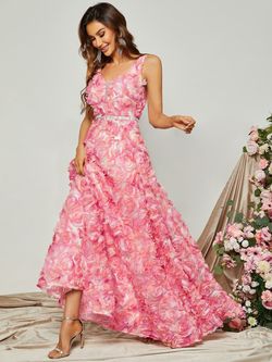 Style FSWD8059 Faeriesty Pink Size 4 A-line Black Tie Floor Length Straight Dress on Queenly