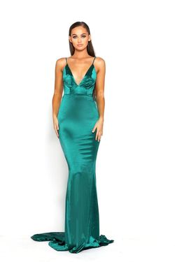Style PS1934 Portia and Scarlett Green Size 4 Tall Height Emerald Mermaid Dress on Queenly