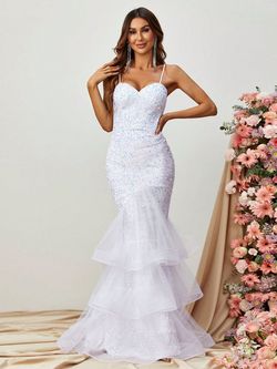 Style FSWD0174 Faeriesty White Size 0 Sequined Backless Floor Length Prom Mermaid Dress on Queenly
