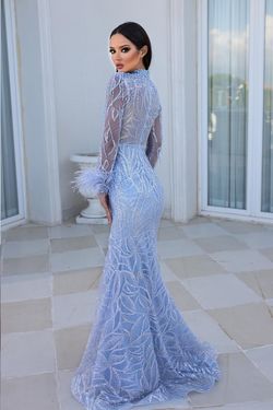Style PS23984 Portia and Scarlett Blue Size 10 Tall Height Pageant Side slit Dress on Queenly