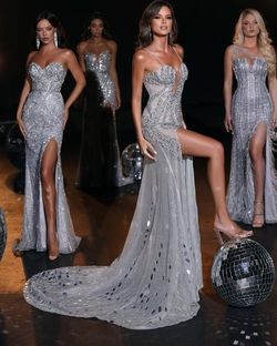 Style PS23926 Portia and Scarlett Silver Size 6 Side slit Dress on Queenly