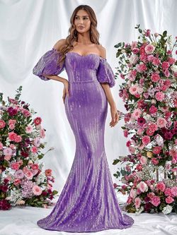 Style FSWD0986 Faeriesty Purple Size 0 Tall Height Fswd0986 Polyester Sequined Mermaid Dress on Queenly