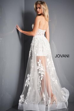 Style 02845 Jovani White Size 2 Floor Length Corset Strapless Prom A-line Dress on Queenly