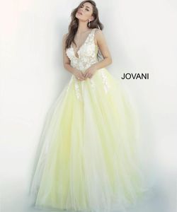 Style 55634 Jovani Yellow Size 10 Ball gown on Queenly