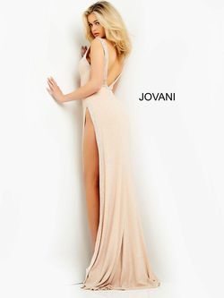 Style 06276 Jovani Nude Size 4 Pageant Floor Length Side slit Dress on Queenly