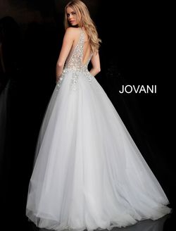 Style 65379 Jovani White Size 10 Tall Height Prom Pageant Floor Length Jewelled Ball gown on Queenly