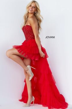 Style 08100 Jovani Red Size 14 Tall Height Pageant Ball gown on Queenly