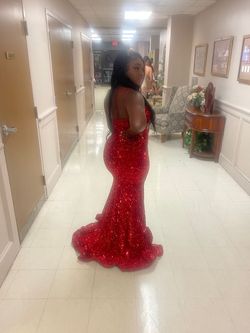 Style -1 Faeriesty Red Size 10 Black Tie -1 Floor Length Mermaid Dress on Queenly