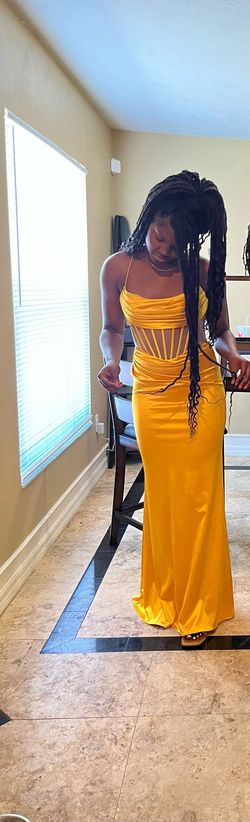 Yellow Size 12 Straight Dress on Queenly