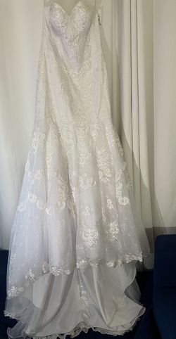 Style -1 David's Bridal White Size 12 Military Floor Length Mermaid Dress on Queenly