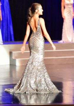 Style -1 Jovani Silver Size 4 50 Off Prom Tall Height Train Dress on Queenly