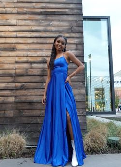 Style -1 Blue Size 4 Side slit Dress on Queenly