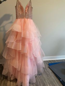 Style -1 Ellie Wilde Pink Size 6 Floor Length Ball gown on Queenly