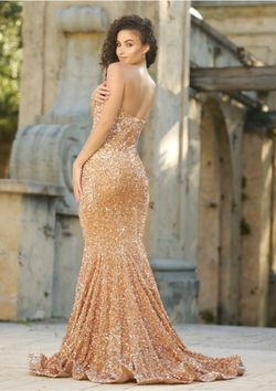 Style -1 Portia and Scarlett Gold Size 10 Prom Strapless Free Shipping Mermaid Dress on Queenly
