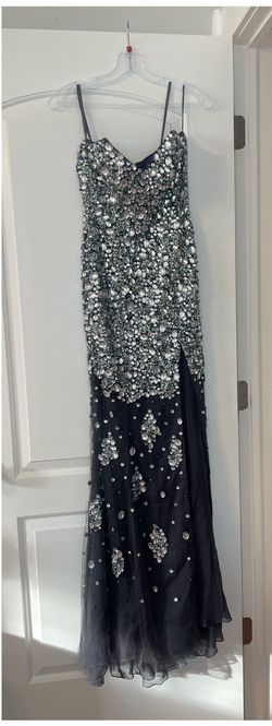 Style -1 Jovani Silver Size 4 Prom Strapless Floor Length A-line Dress on Queenly