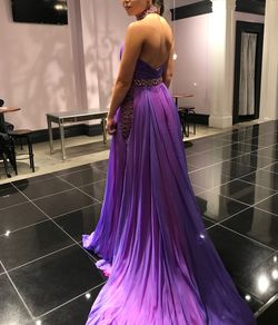 Style 48482 Jovani Royal Purple Size 4 Custom Pageant Side slit Dress on Queenly