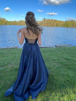 Sherri Hill Blue Size 4 Sequined Prom Pockets A-line Dress on Queenly