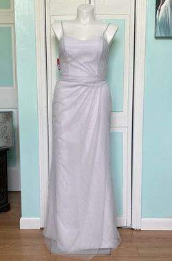 Style 8630 Alfred Angelo Gray Size 12 Spaghetti Strap Sheer Floor Length A-line Dress on Queenly