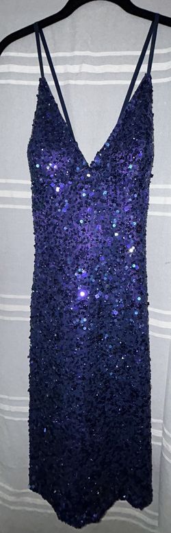 Style -1 Scala Royal Purple Size 2 Sequined Appearance Plunge Homecoming Cocktail Dress on Queenly