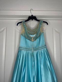 Style -1 Aspeed U.S.A Blue Size 12 70 Off Floor Length Plus Size Ball gown on Queenly