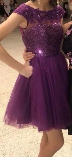 Style -1 Sherri Hill Purple Size 0 Embroidery Prom Ball gown on Queenly