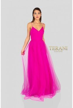 Style 1821E7170 Terani Couture Pink Size 4 Military A-line Dress on Queenly
