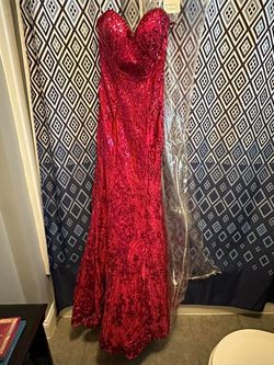 Style -1 Ellie Wilde Pink Size 2 Prom Sequined Train Dress on Queenly