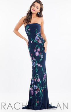 Style -1 Rachel Allan Multicolor Size 4 Sequined Black Tie Prom Mermaid Dress on Queenly