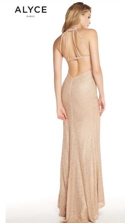 Style -1 Alyce Paris Nude Size 2 Floor Length Backless Straight Dress on Queenly