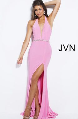 Style -1 Jovani Pink Size 4 Pageant Black Tie Plunge Summer Prom Straight Dress on Queenly