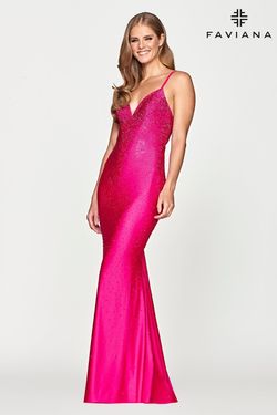 Style S10630 Faviana Hot Pink Size 0 Floor Length Tall Height Barbiecore Mermaid Dress on Queenly