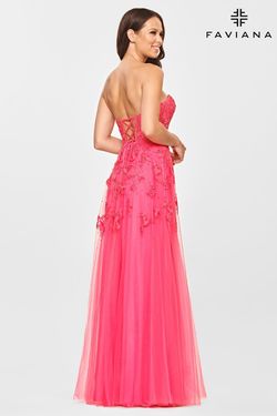 Style S10814 Faviana Pink Size 2 Black Tie Tall Height Barbiecore Side slit Dress on Queenly